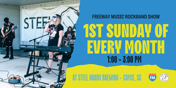 Freeway Rockbands at Steel Hands Brewery from 1:00 to 3:00 PM on the first Sunday of every month